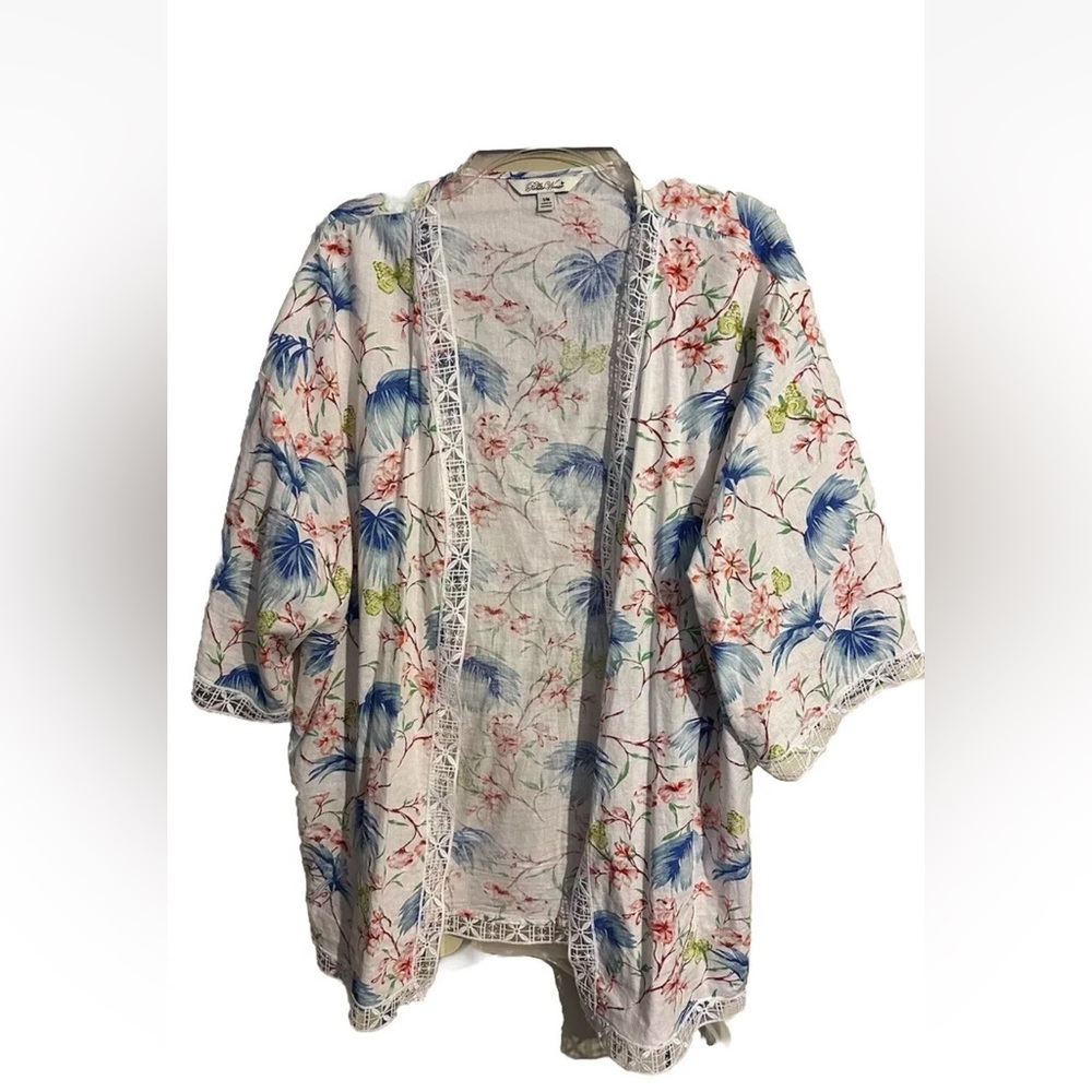 The Pioneer Woman Size S/M Floral Lace-Trimmed Kimono